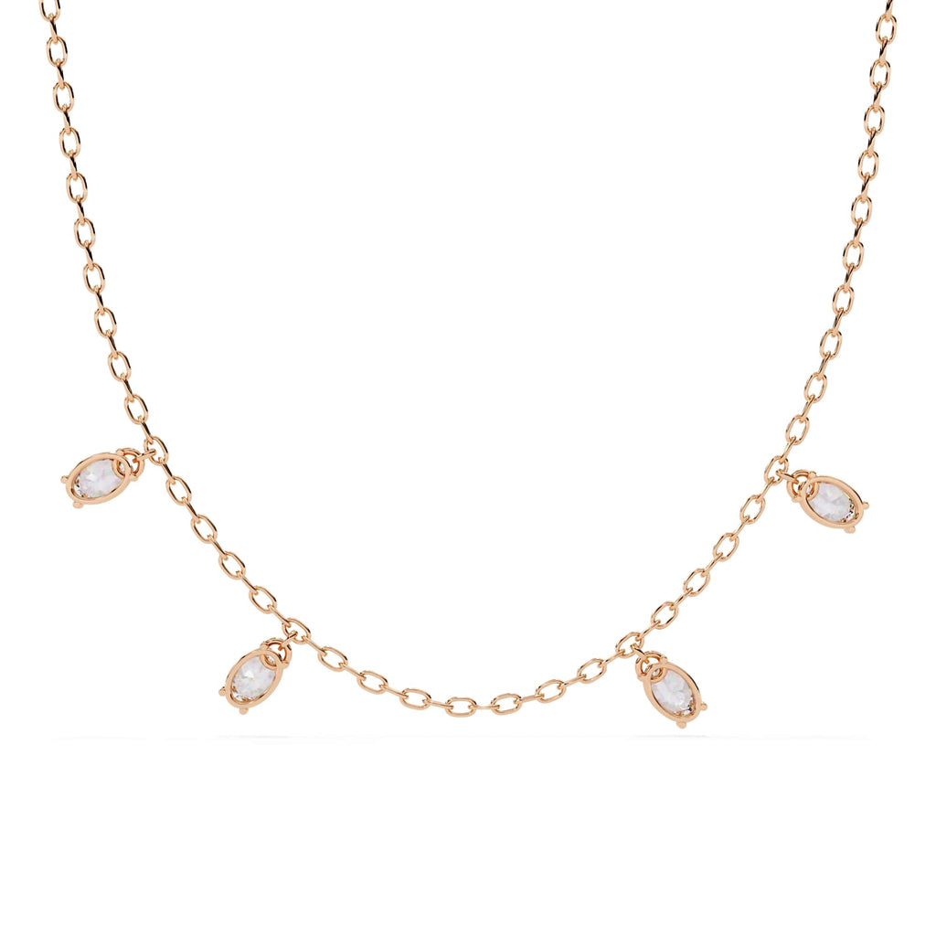Oval Cut Lab Grown Diamond Chain Necklace