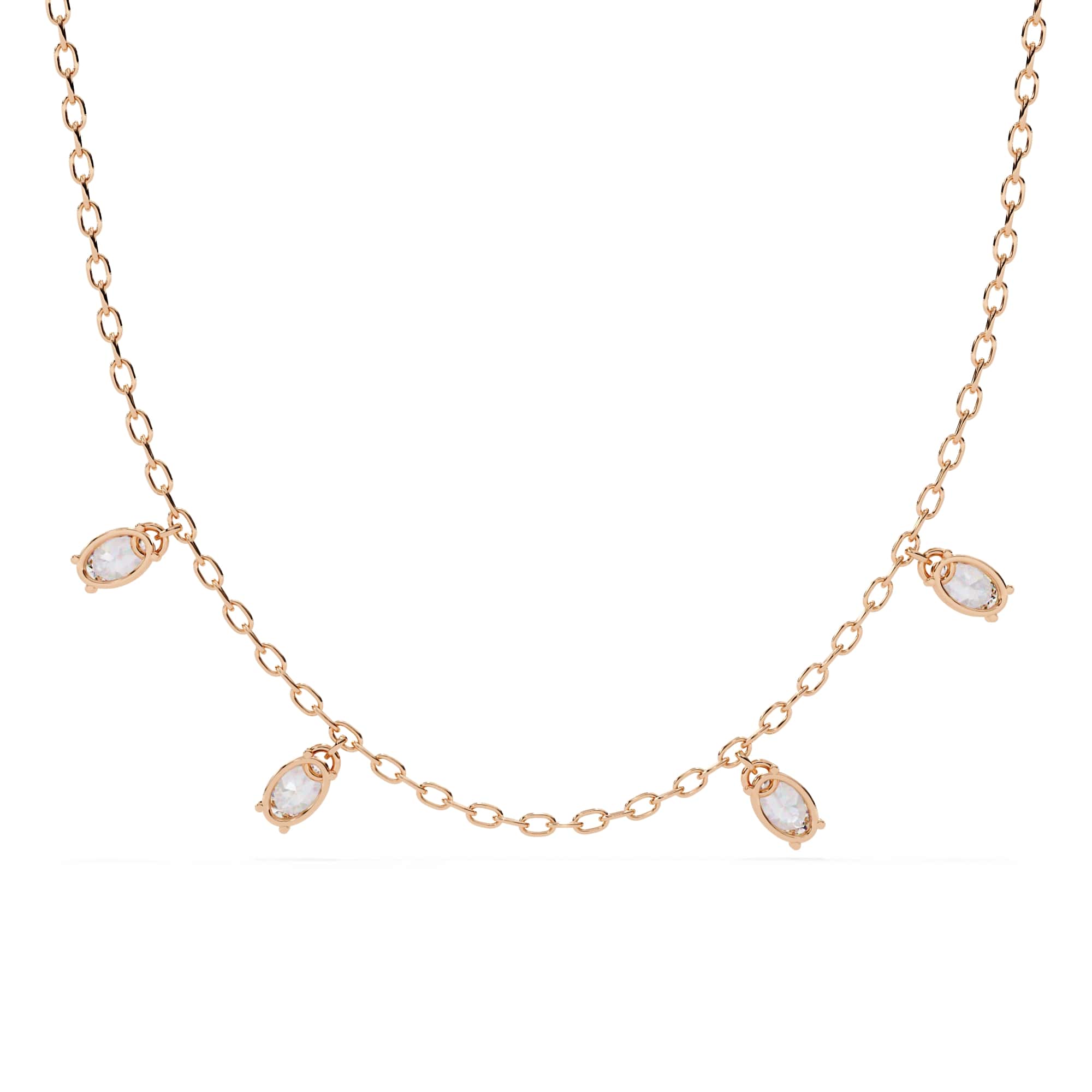 Oval Cut Lab Grown Diamond Chain Necklace