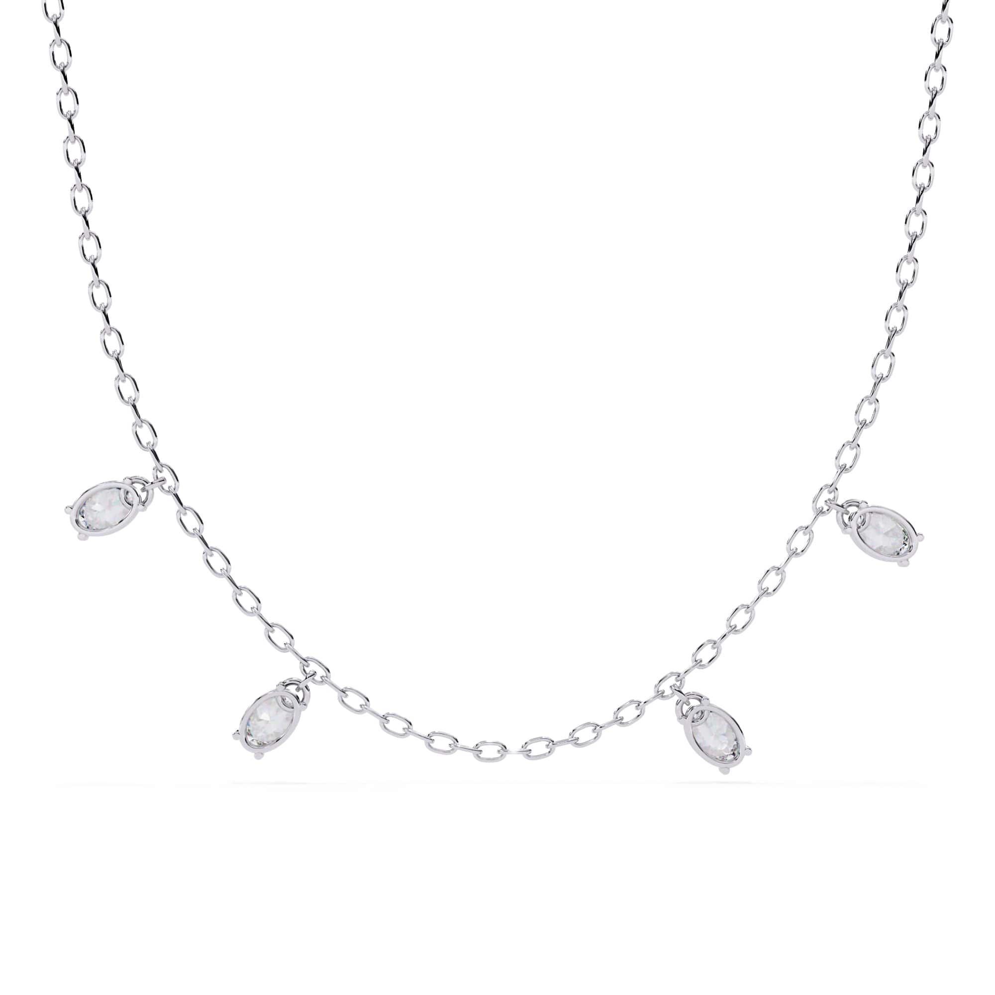 Oval Cut Lab Grown Diamond Chain Necklace