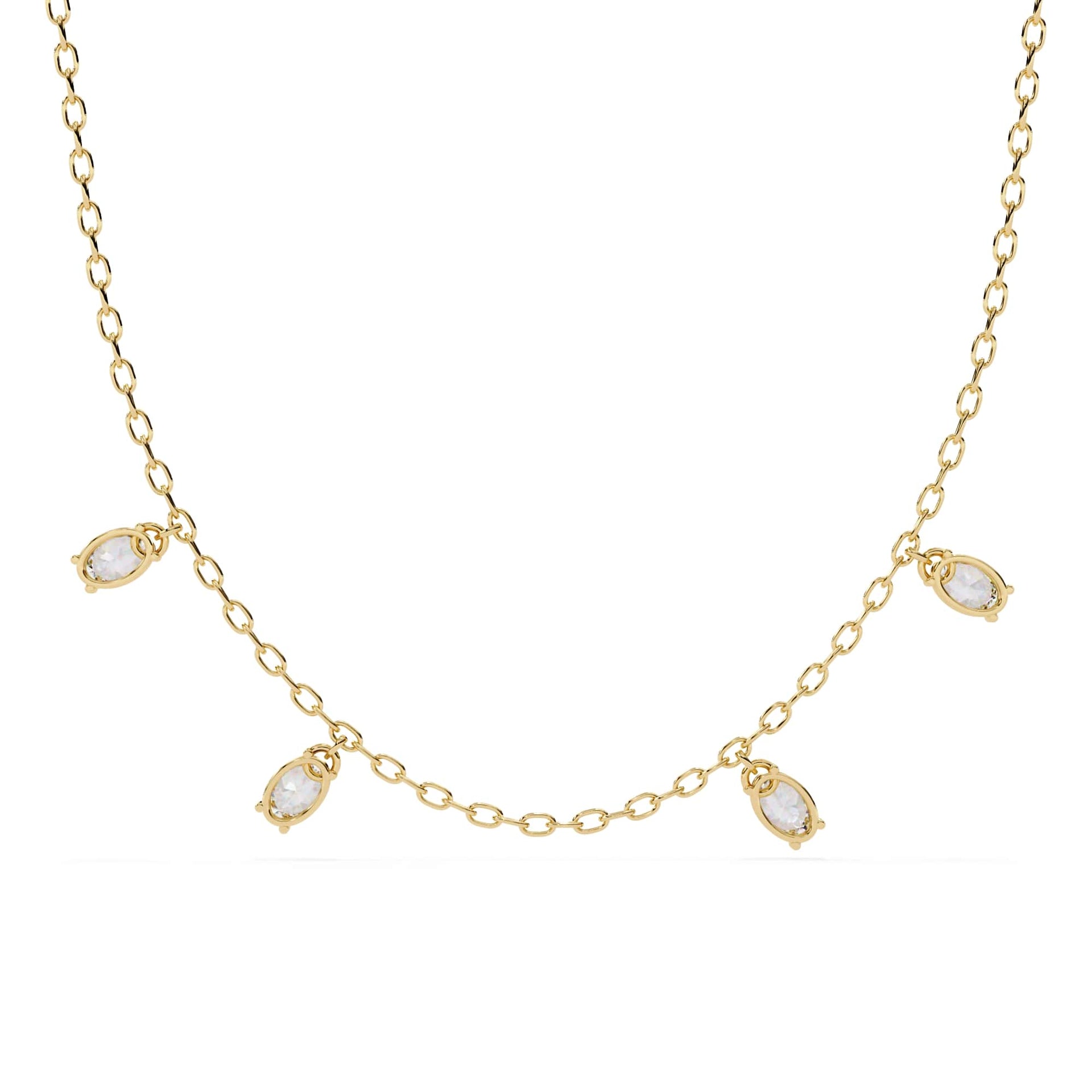 Oval Cut Lab Grown Diamond Chain Necklace
