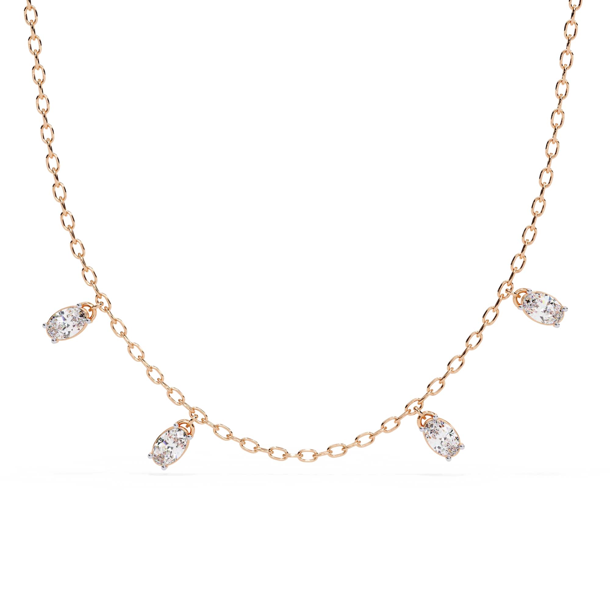 Oval Cut Lab Grown Diamond Chain Necklace
