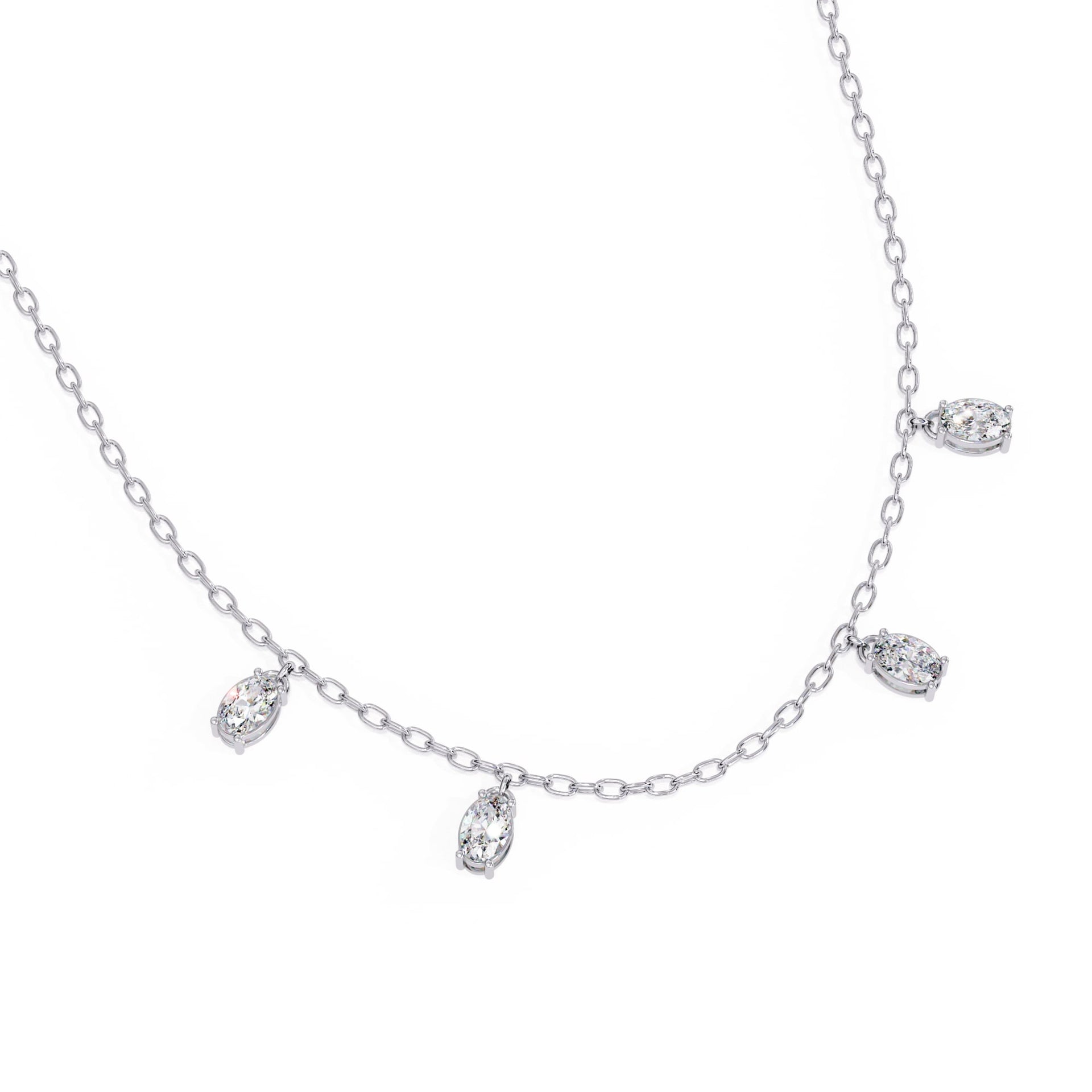 Oval Cut Lab Grown Diamond Chain Necklace