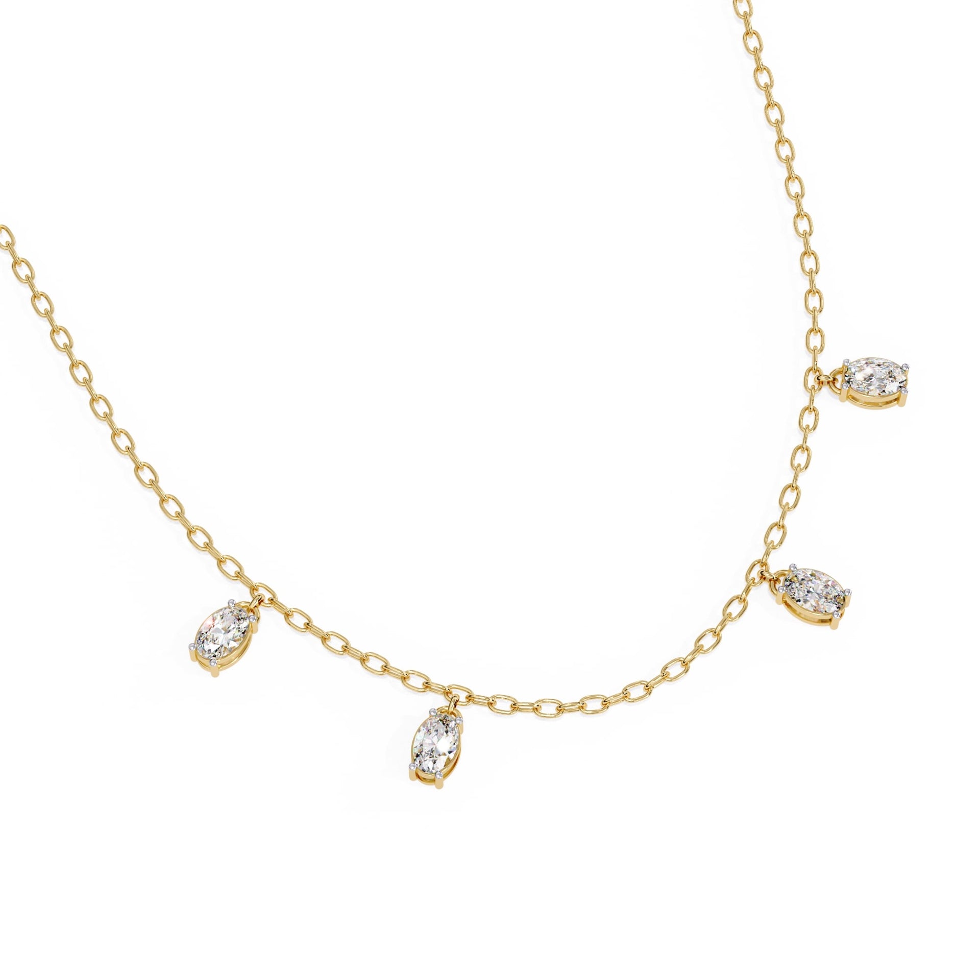Oval Cut Lab Grown Diamond Chain Necklace