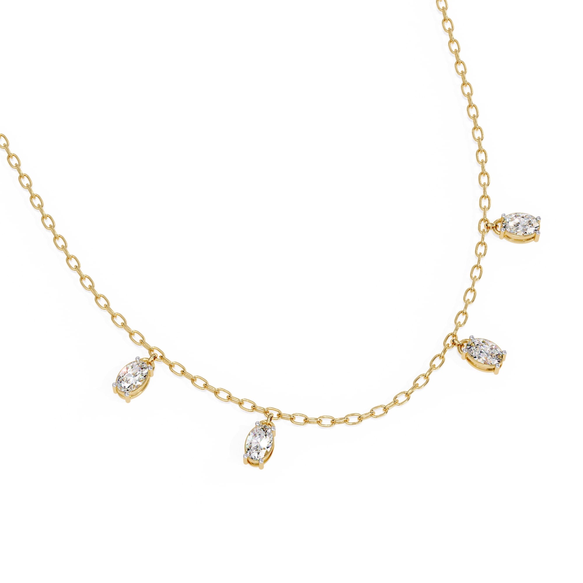 Oval Cut Lab Grown Diamond Chain Necklace