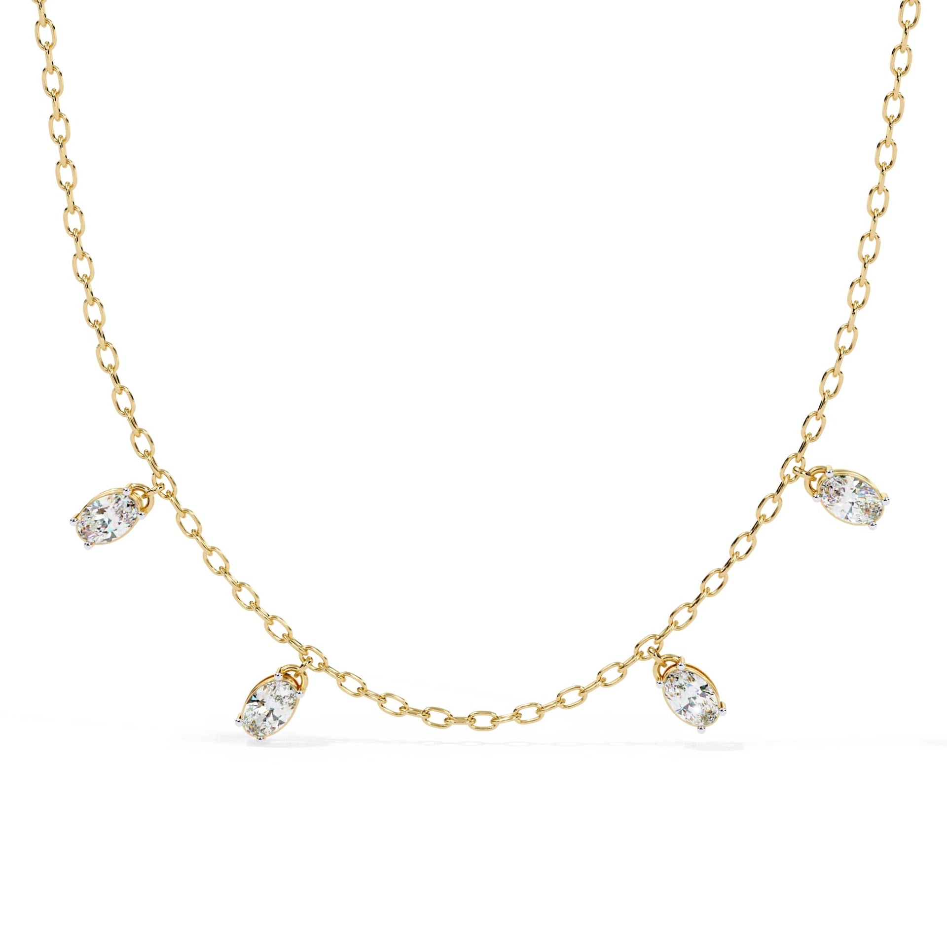 Oval Cut Lab Grown Diamond Chain Necklace