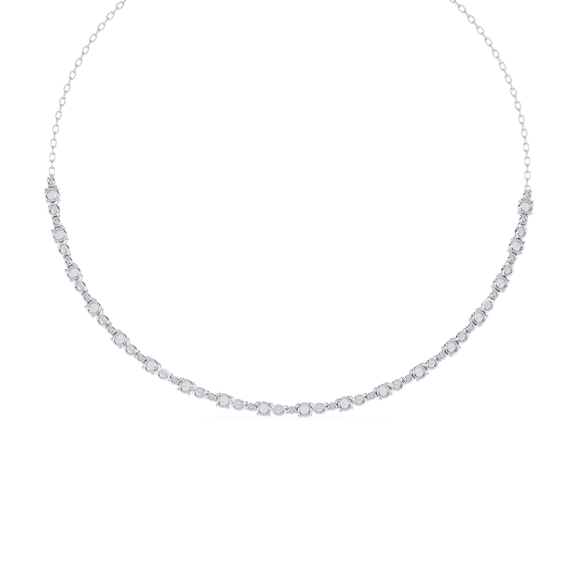 Round And Oval Cut Diamond Chain Necklace
