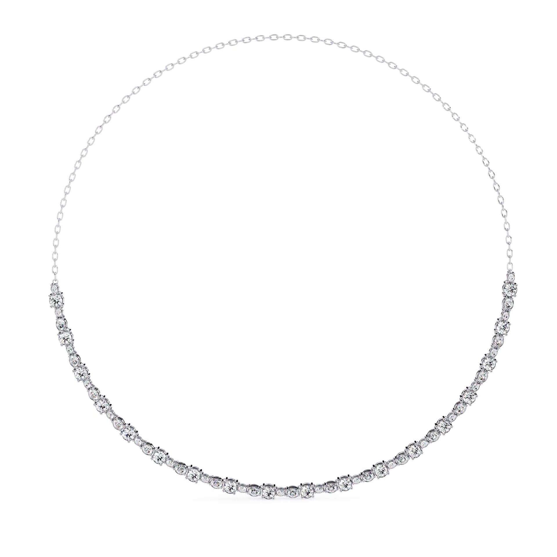 Round And Oval Cut Lab Diamond Tennis Necklace
