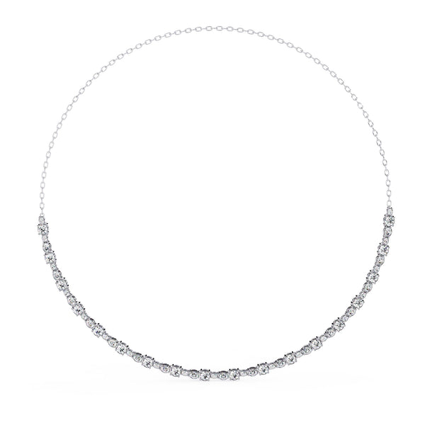 Round And Oval Cut Lab Diamond Tennis Necklace