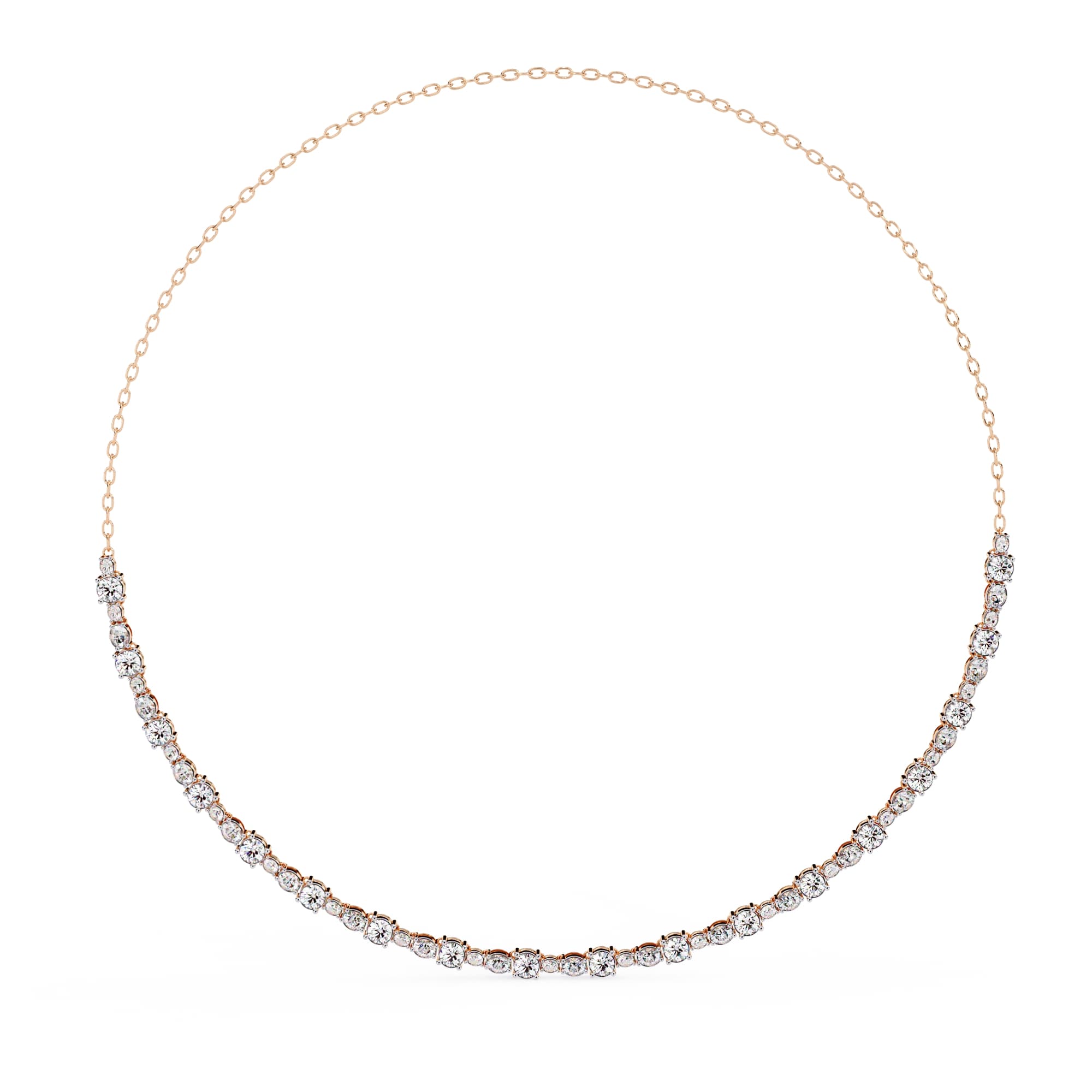 Round And Oval Cut Diamond Chain Necklace