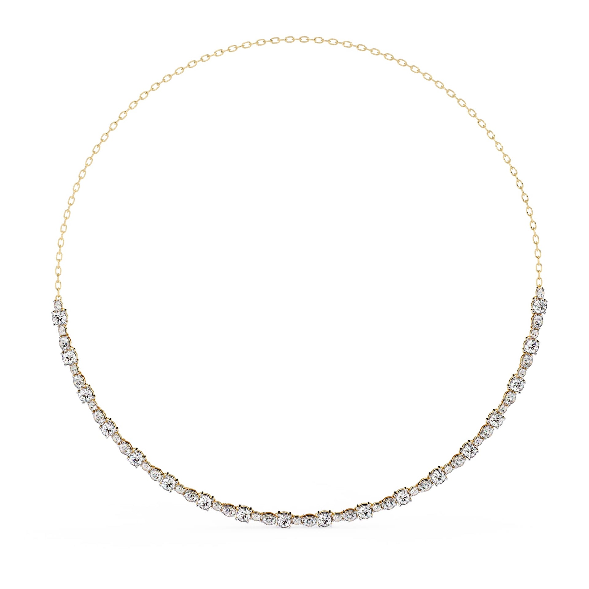 Round And Oval Cut Lab Diamond Tennis Necklace