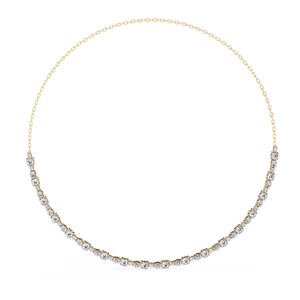 Round And Oval Cut Lab Diamond Tennis Necklace