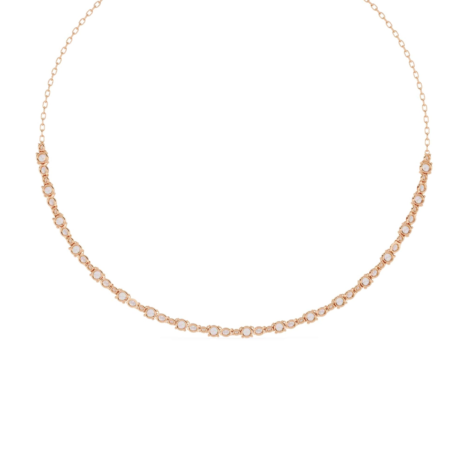 Round And Oval Cut Lab Diamond Tennis Necklace