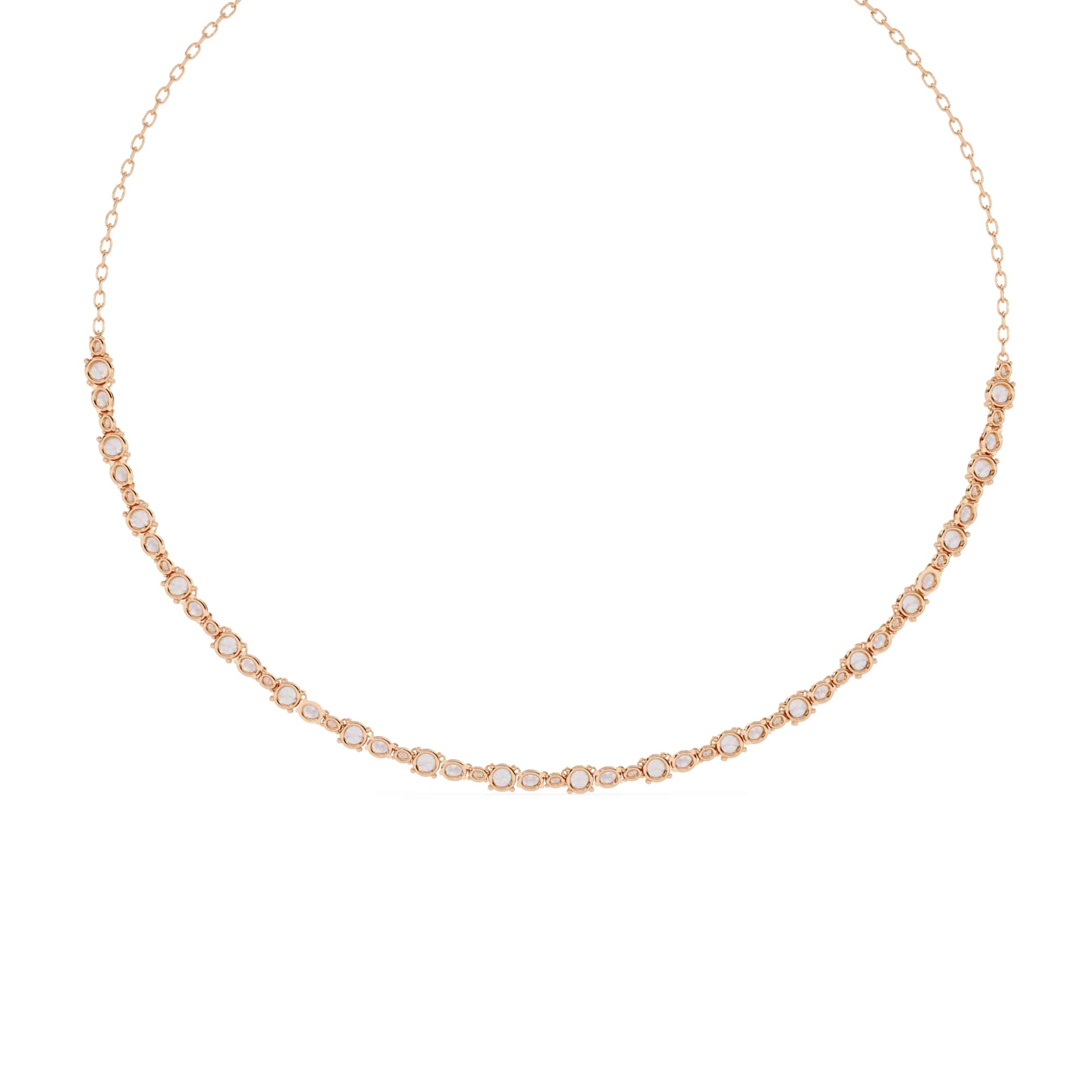 Round And Oval Cut Diamond Chain Necklace