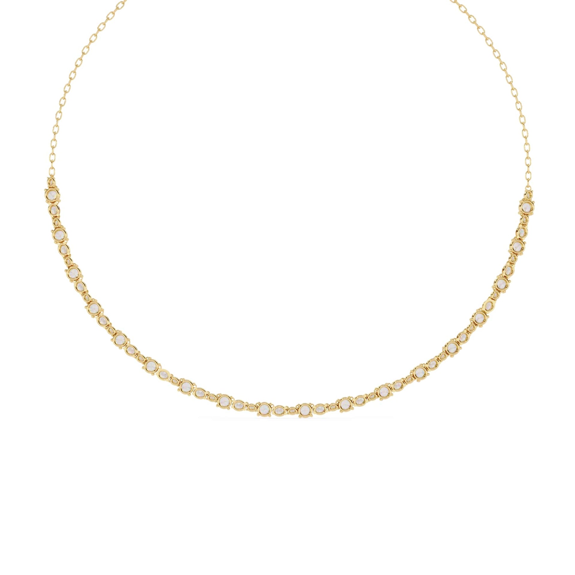Round And Oval Cut Lab Diamond Tennis Necklace