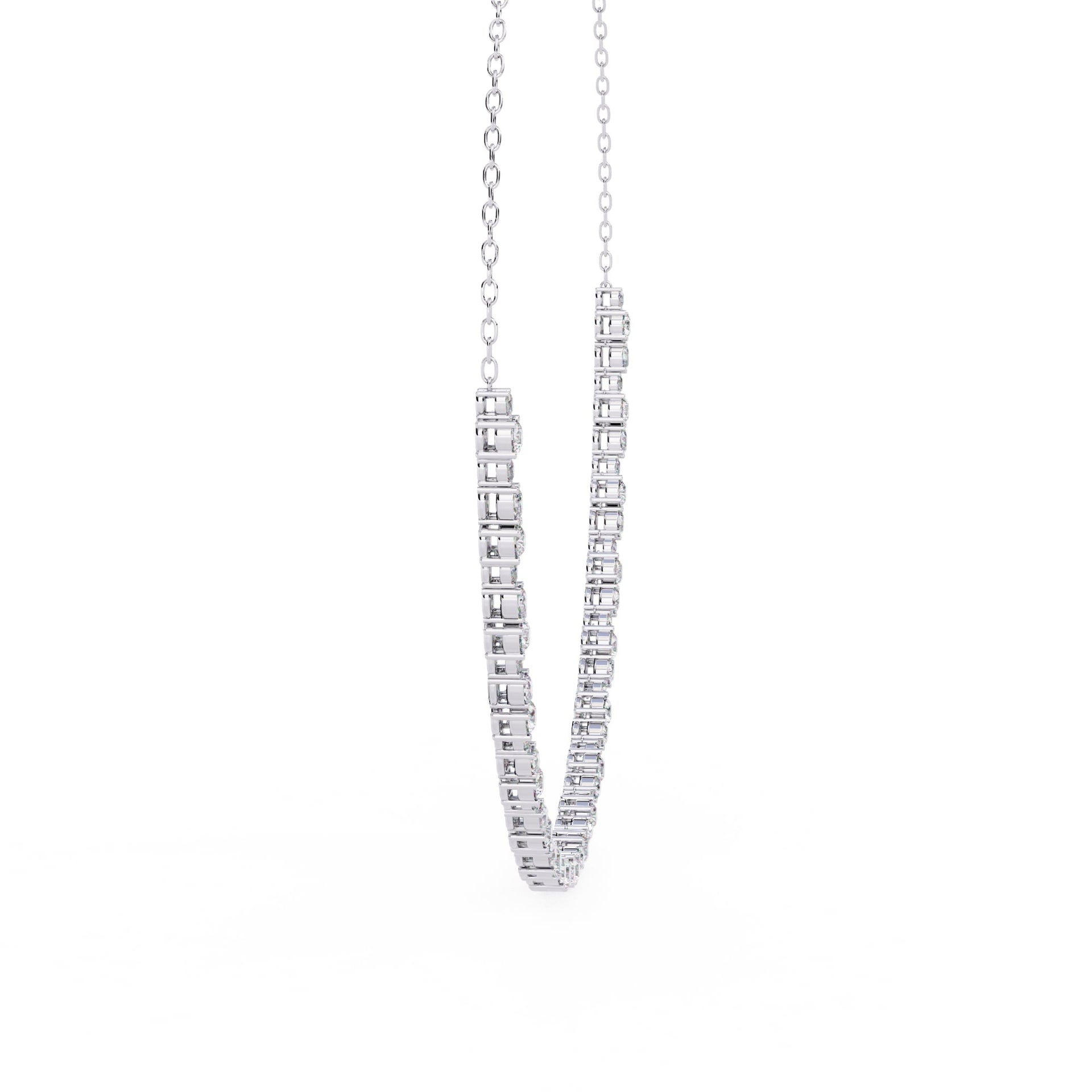 Round And Oval Cut Lab Diamond Tennis Necklace