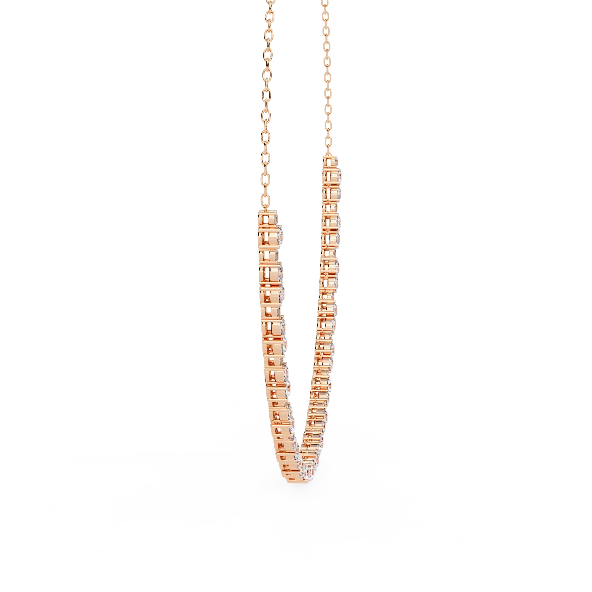 Round And Oval Cut Diamond Chain Necklace