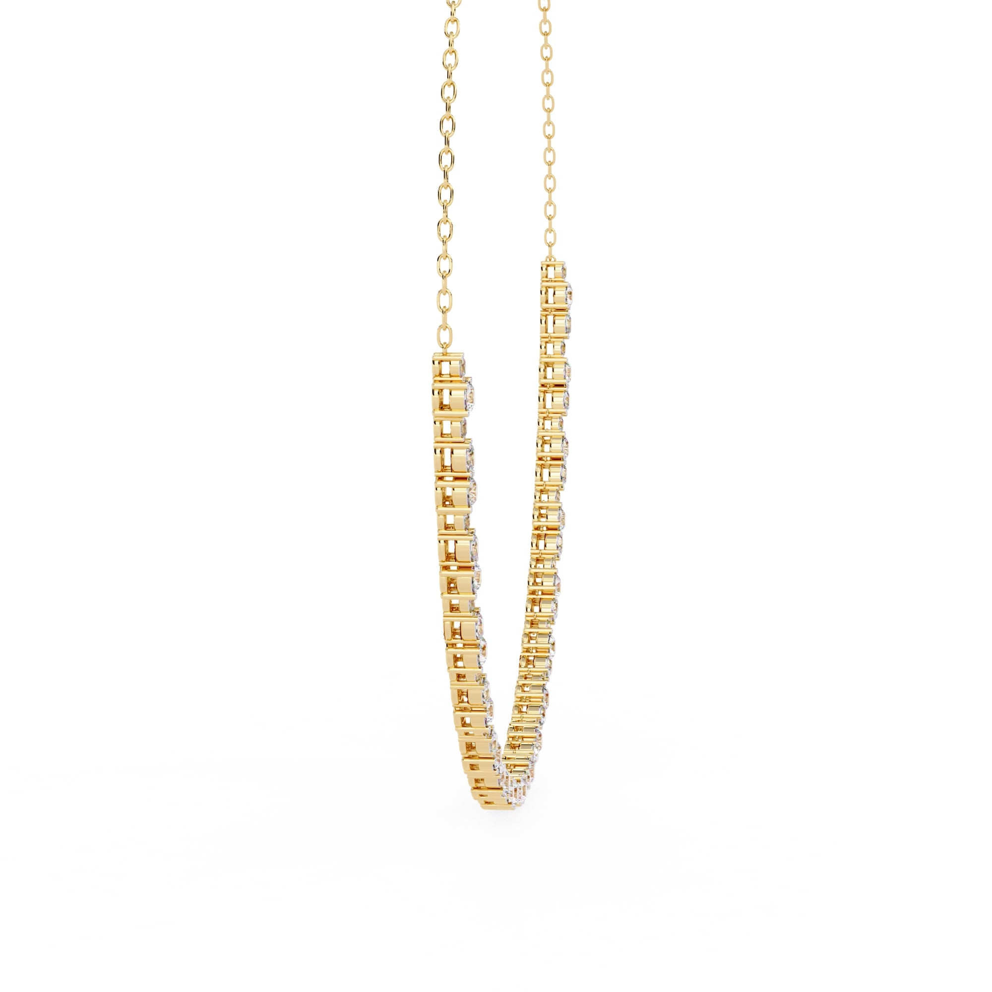 Round And Oval Cut Diamond Chain Necklace