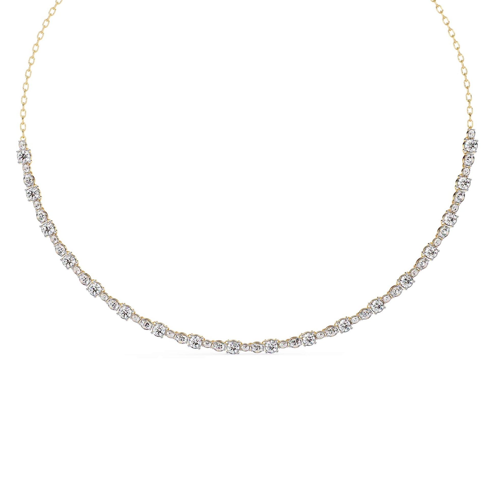 Round And Oval Cut Lab Diamond Tennis Necklace