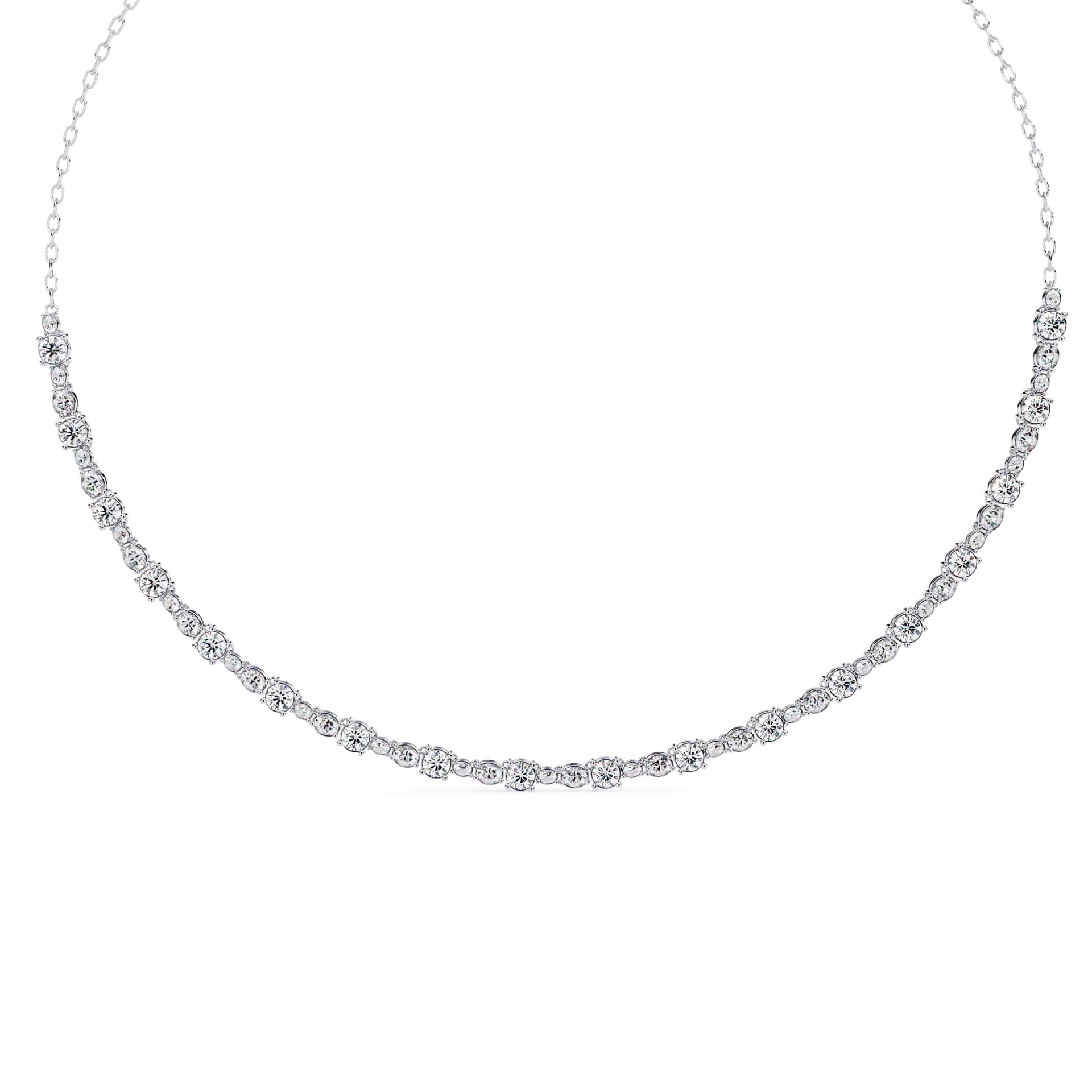 Round And Oval Cut Lab Diamond Tennis Necklace