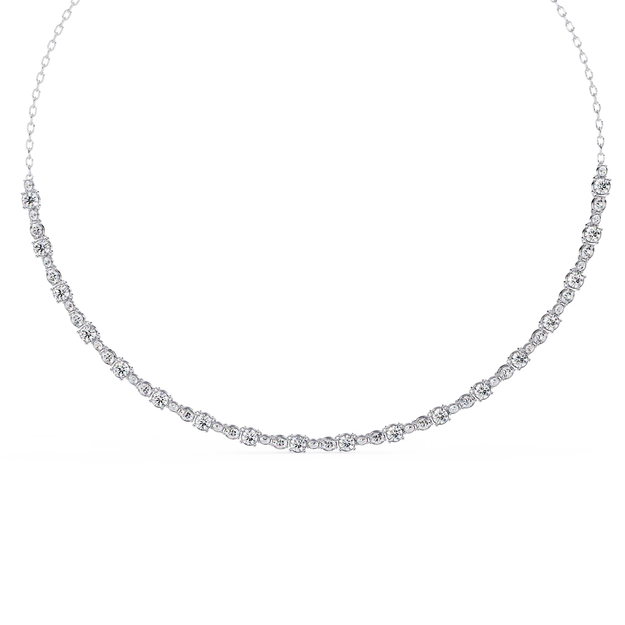 Round And Oval Cut Diamond Chain Necklace
