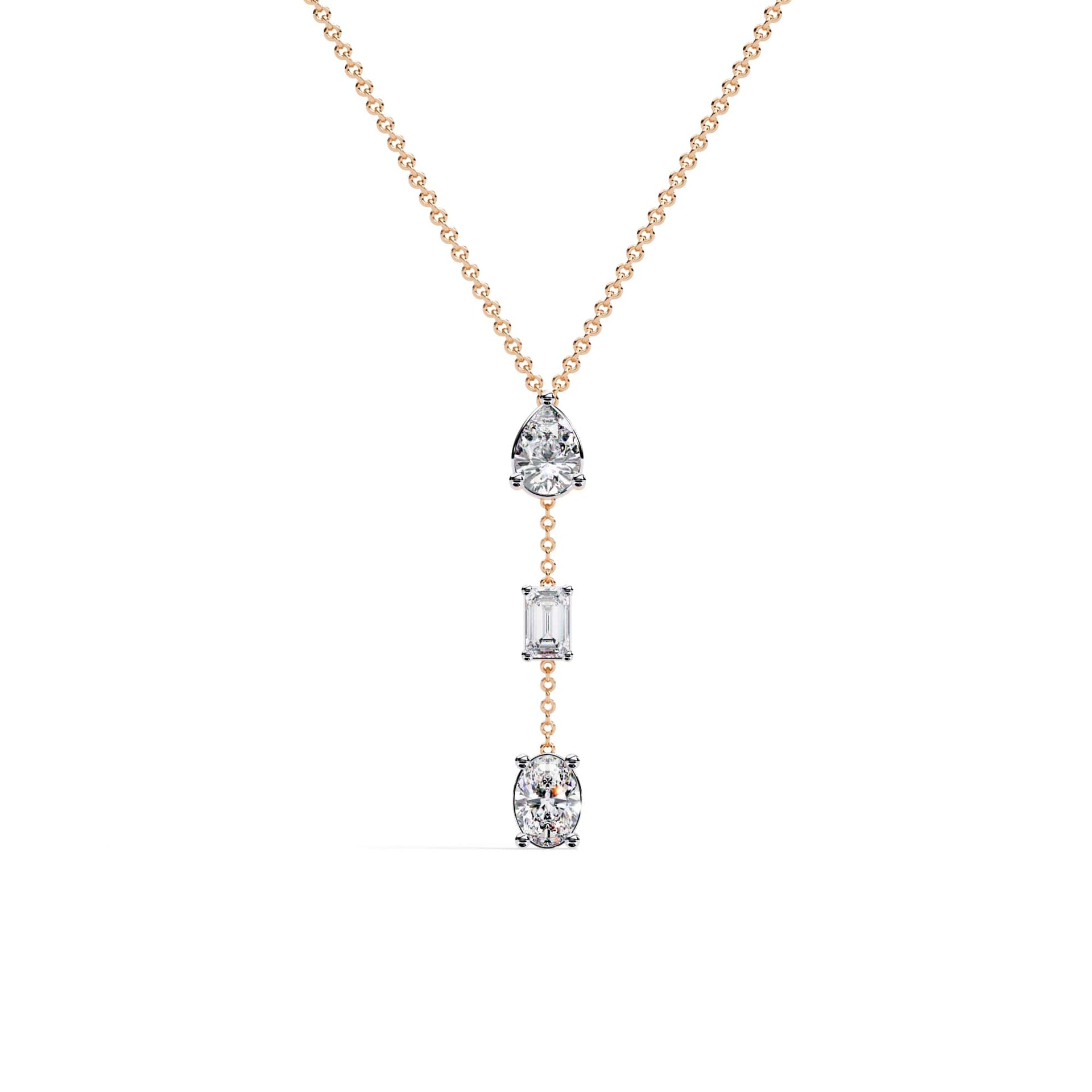 Multi Shape Lab Grown Diamond Drop Necklace