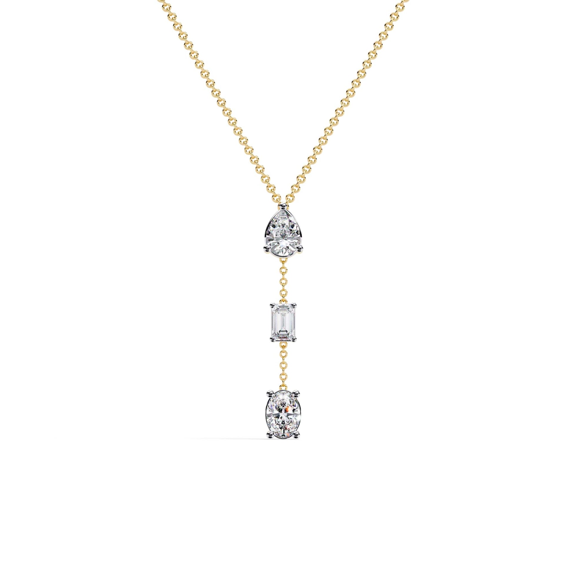 Multi Shape Lab Grown Diamond Drop Necklace