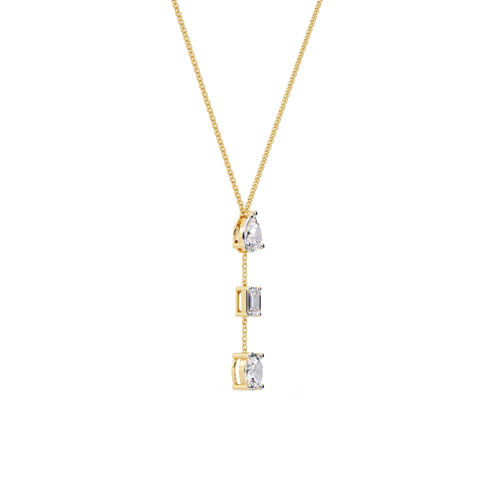 Multi Shape Lab Grown Diamond Drop Necklace