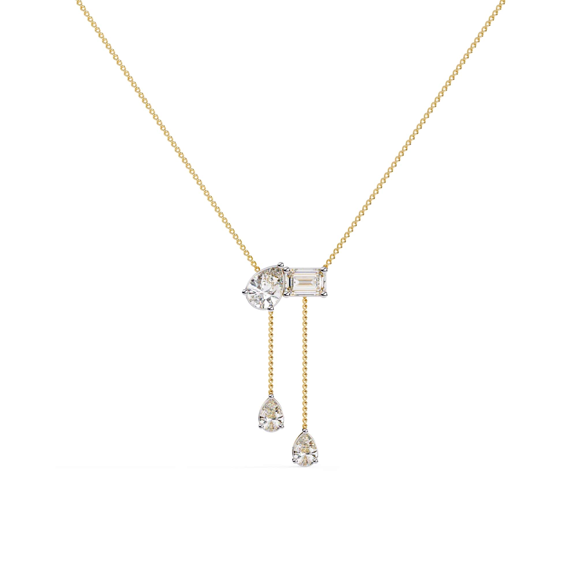 Fancy Multi Shape Drop Diamond Necklace