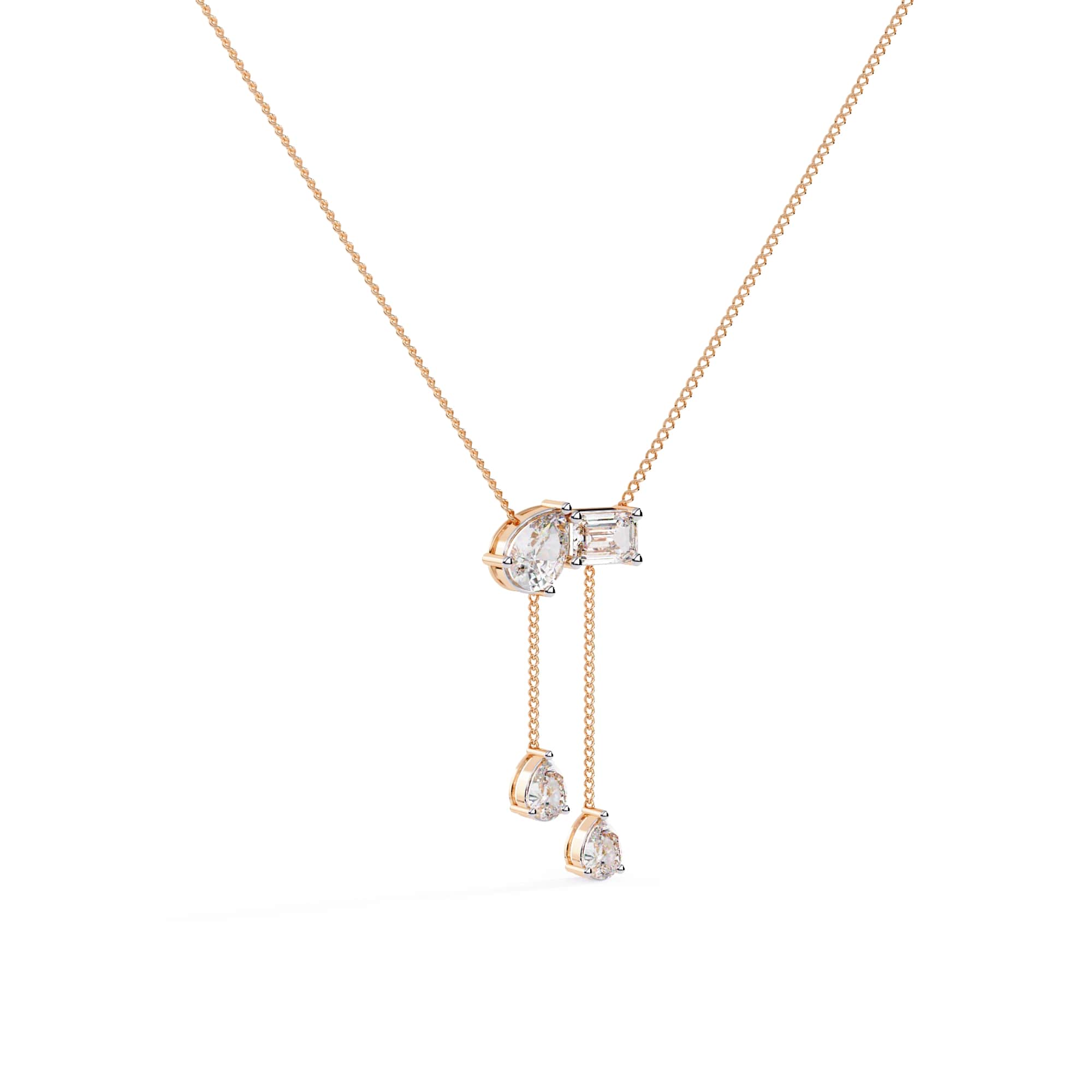 Fancy Multi Shape Drop Diamond Necklace
