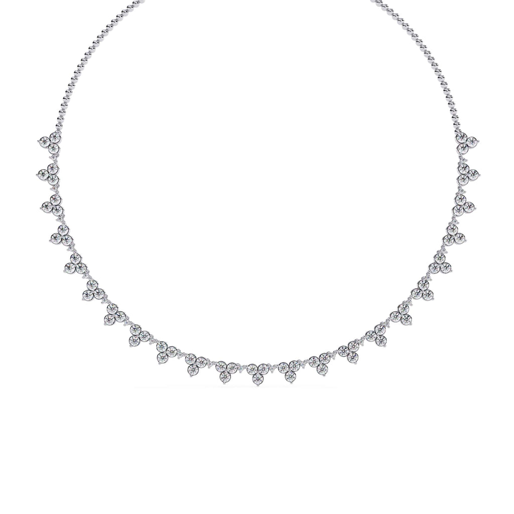 2.14 Carat Unique Round Cut Lab Diamond Floral Necklace