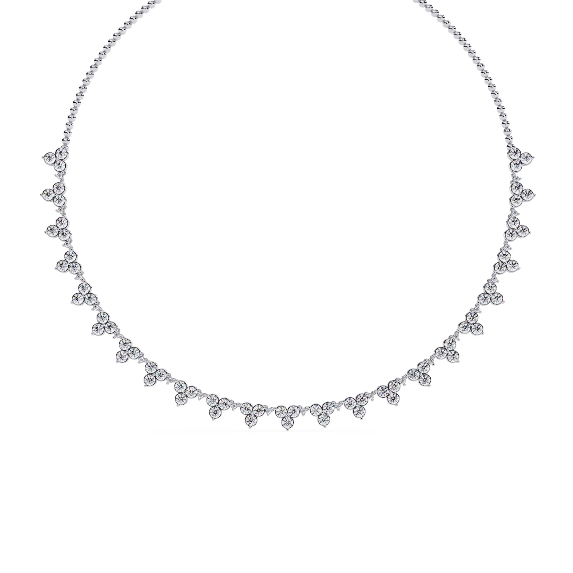 Unique Round Cut Lab Diamond Floral Necklace