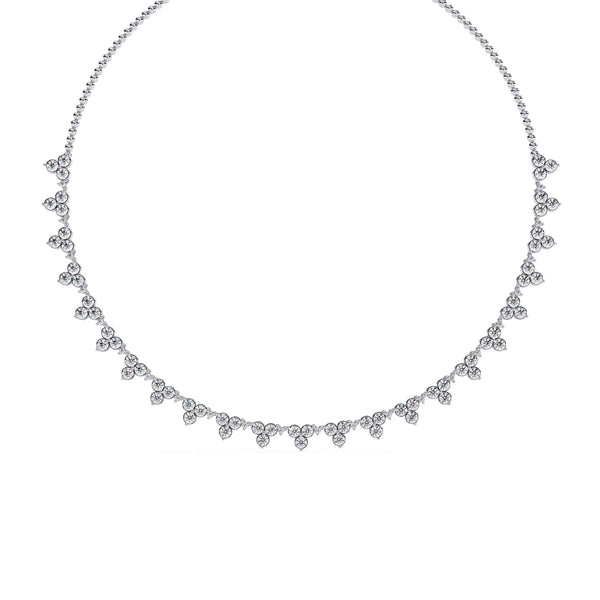 Unique Round Cut Lab Diamond Floral Necklace