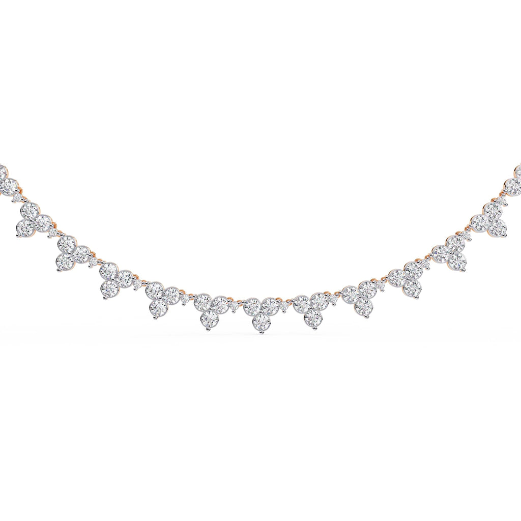 Unique Round Cut Lab Diamond Floral Necklace