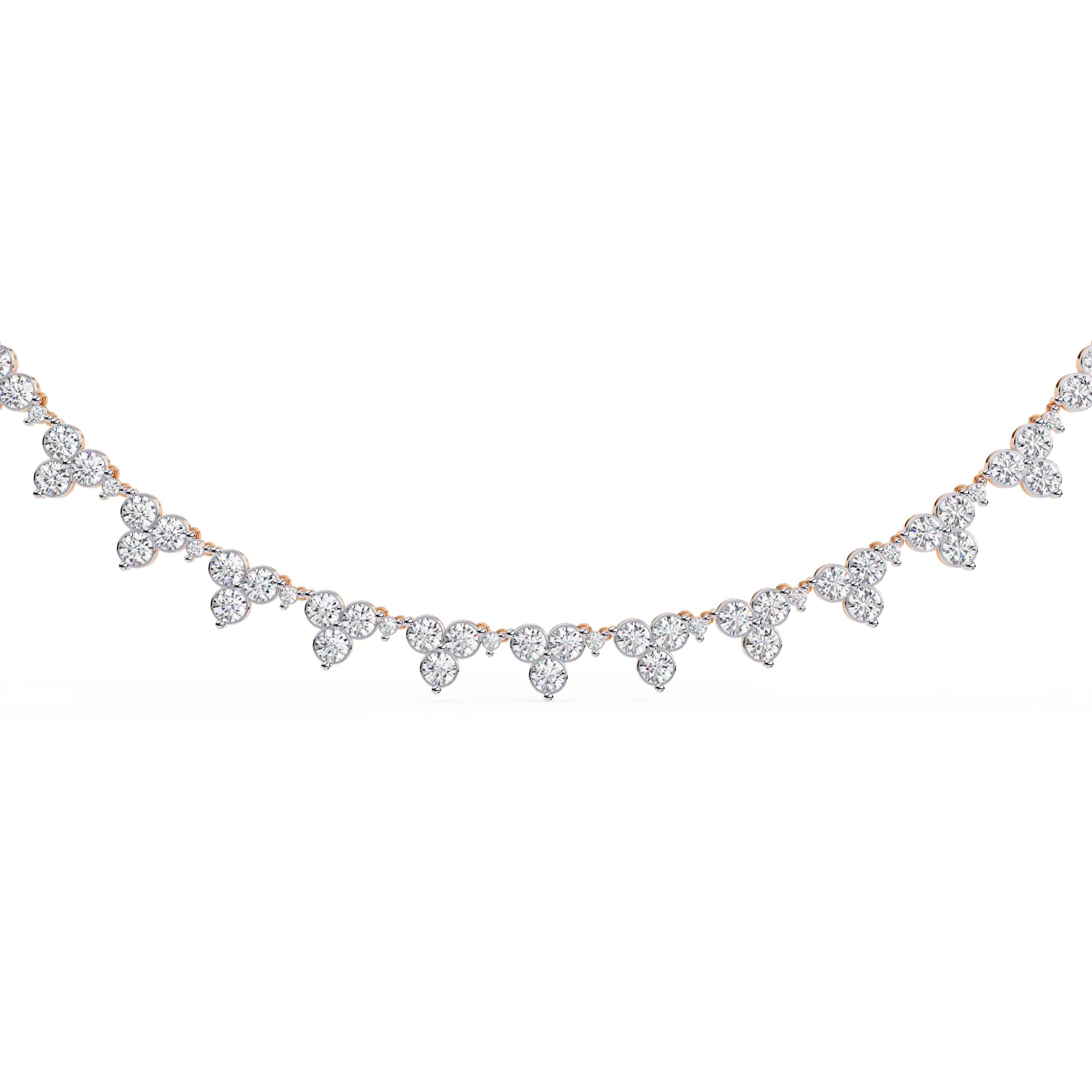 Unique Round Cut Lab Diamond Floral Necklace