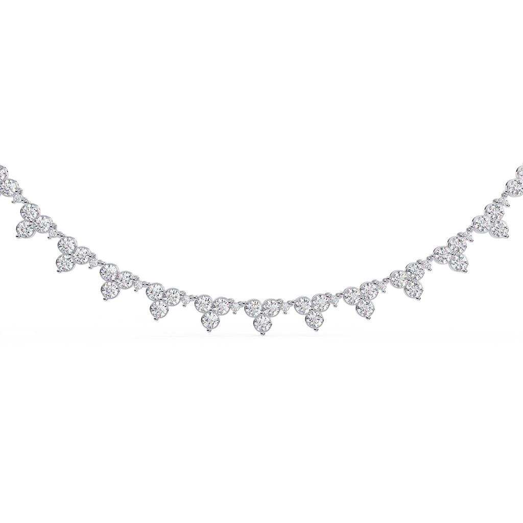 Unique Round Cut Lab Diamond Floral Necklace
