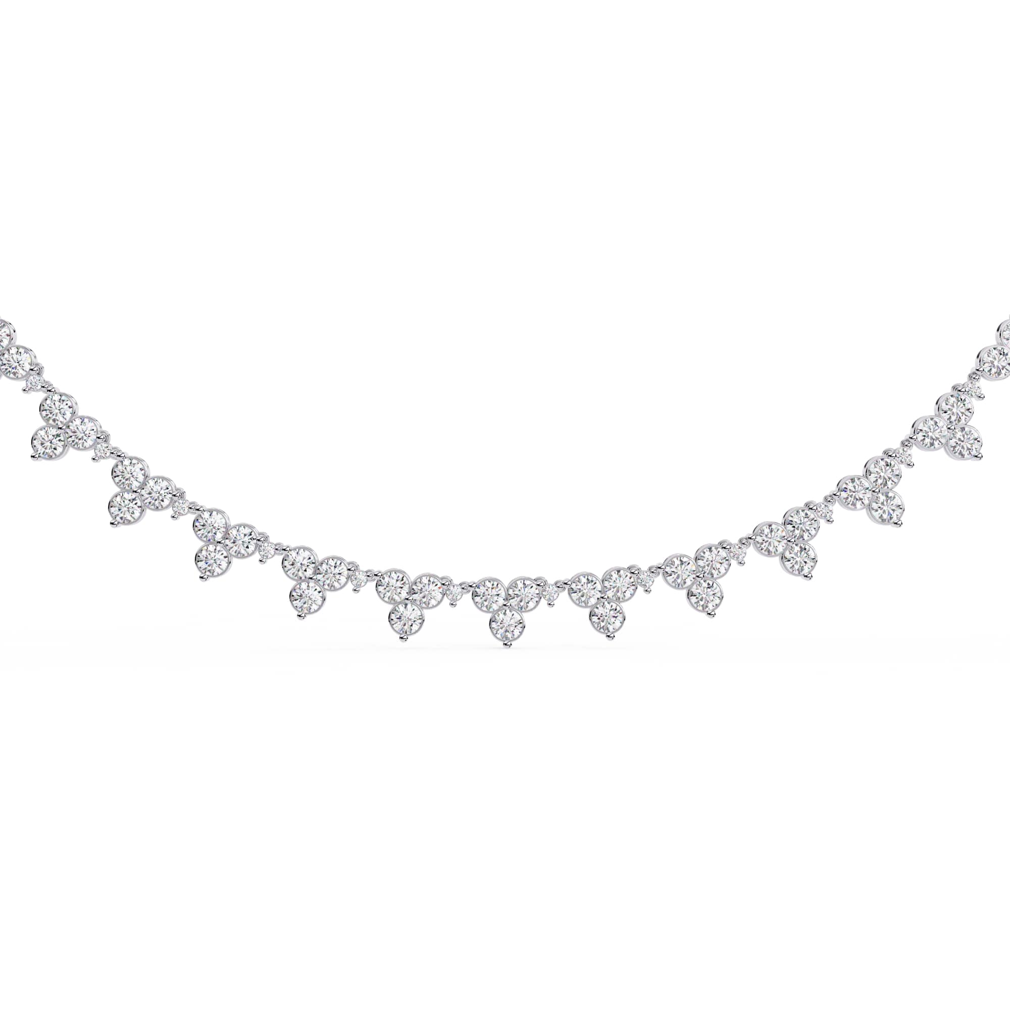 Unique Round Cut Lab Diamond Floral Necklace