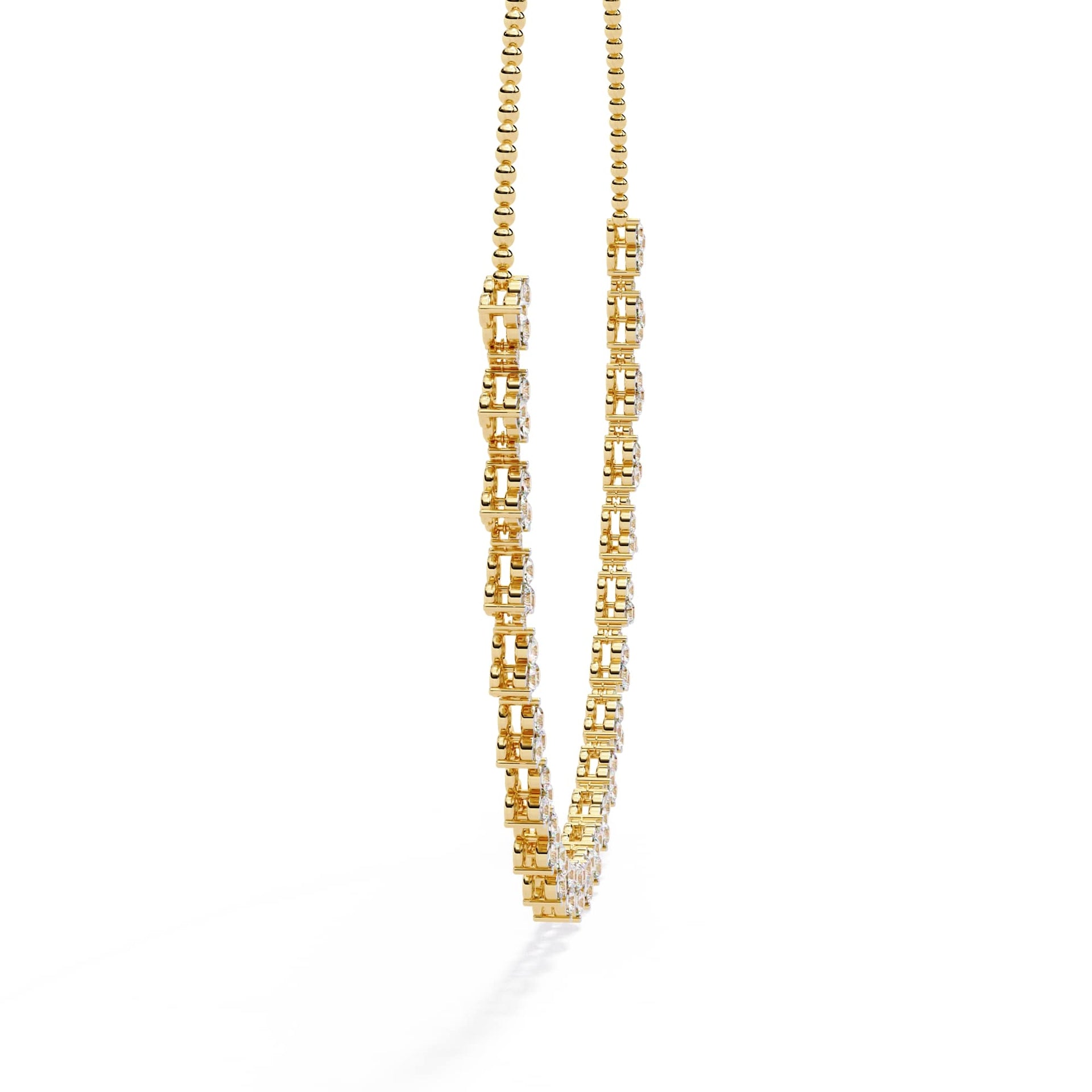 Unique Round Cut Lab Diamond Floral Necklace