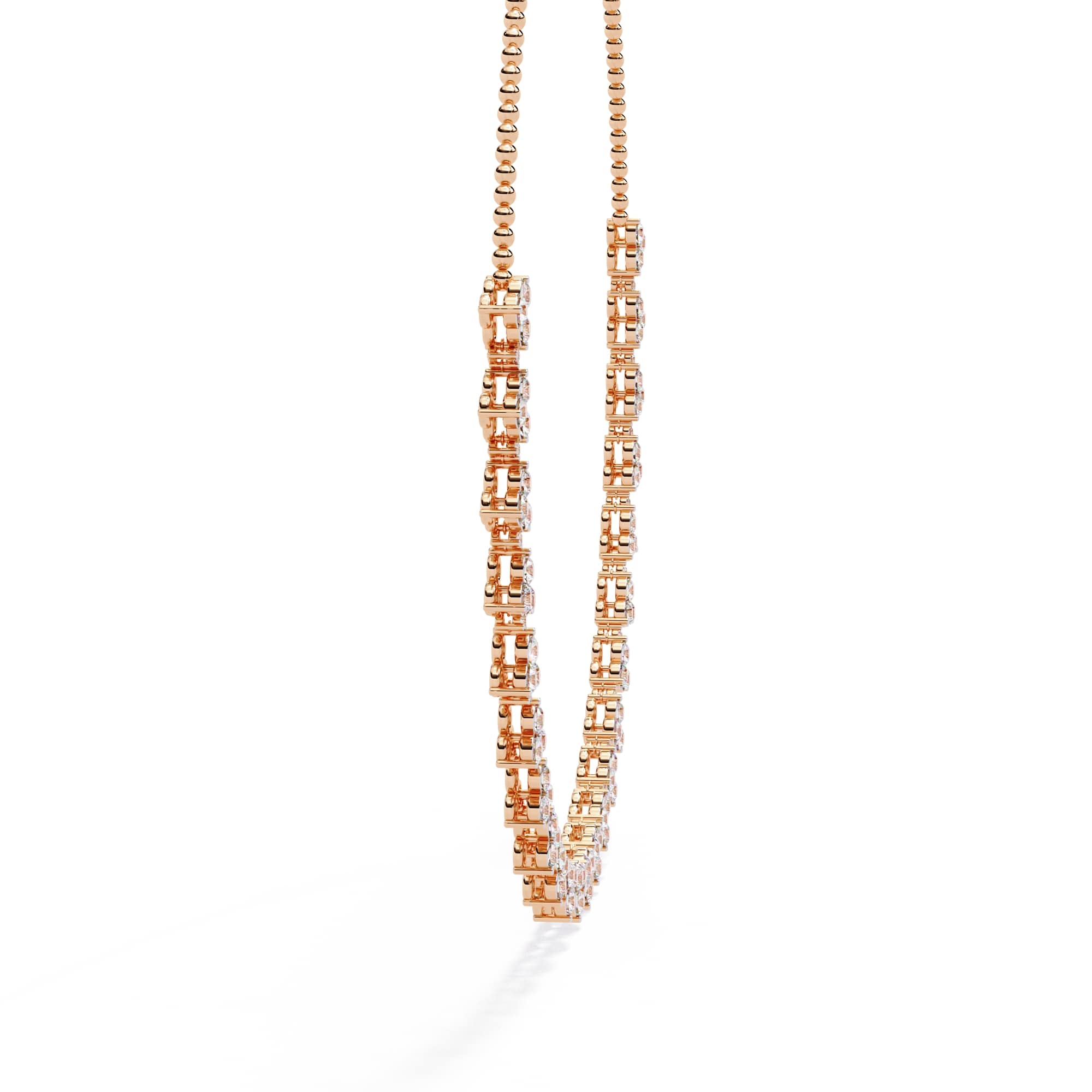 Unique Round Cut Lab Diamond Floral Necklace