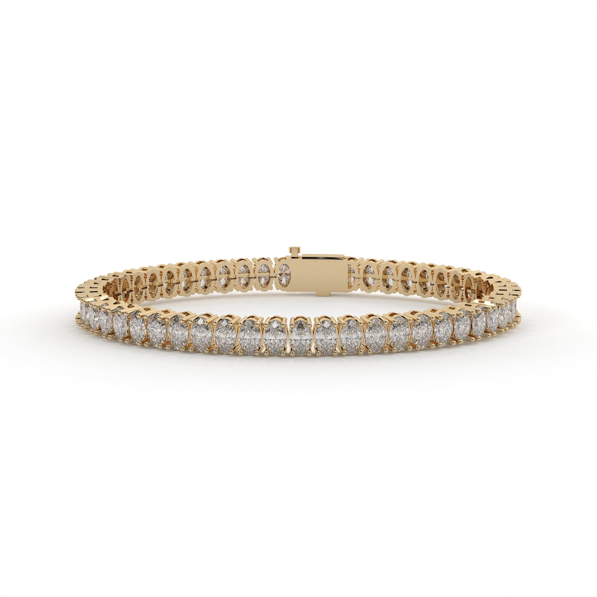 Gold bracelet with diamonds on a white background
