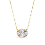 0.76 Carat Oval Lab Grown Diamond Bezel Set Pendant Necklace