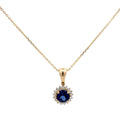 2 Carat Round Blue Sapphire Pendant Necklace