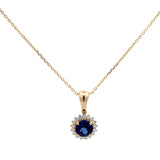2 Carat Round Blue Sapphire Pendant Necklace