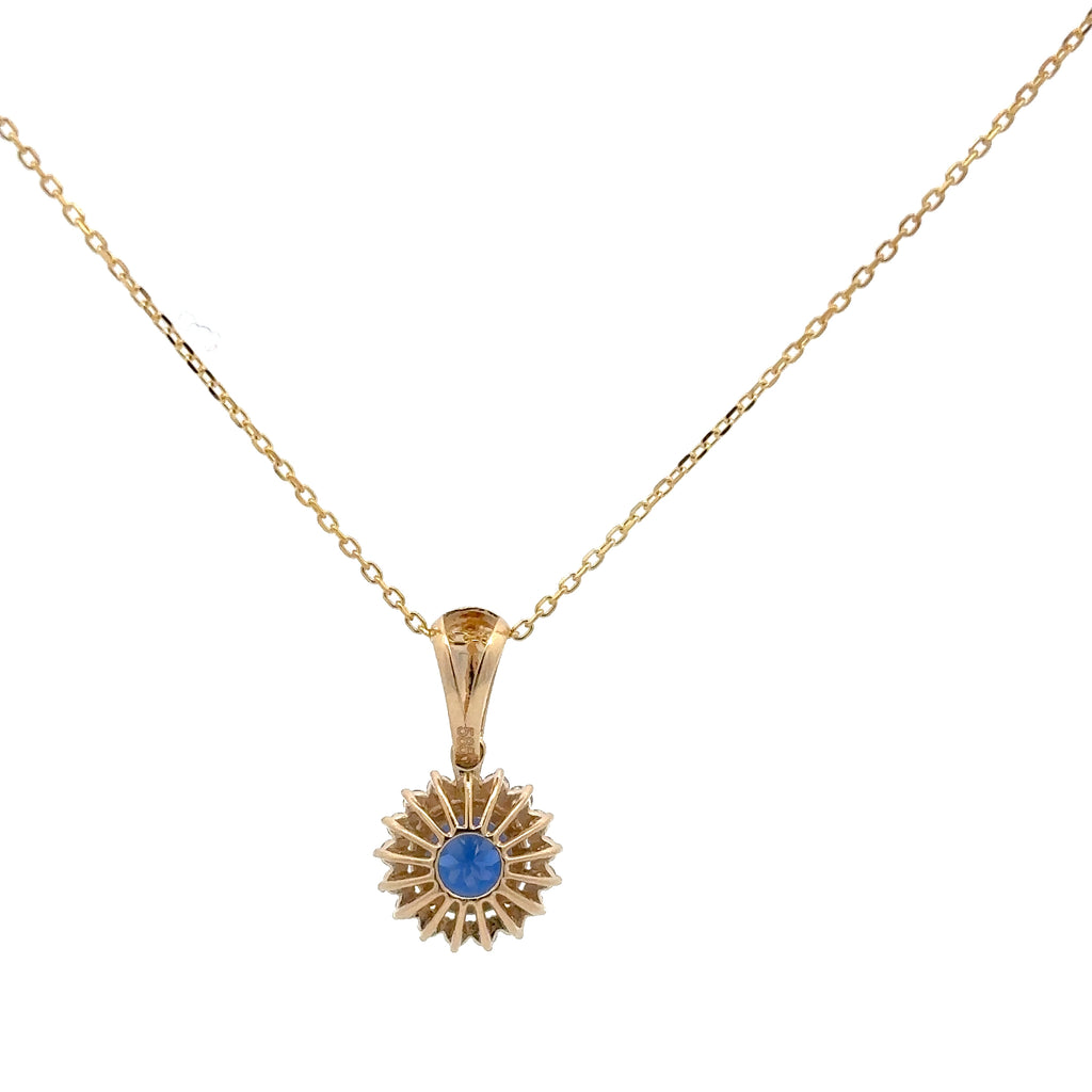 2 Carat Round Blue Sapphire Pendant Necklace