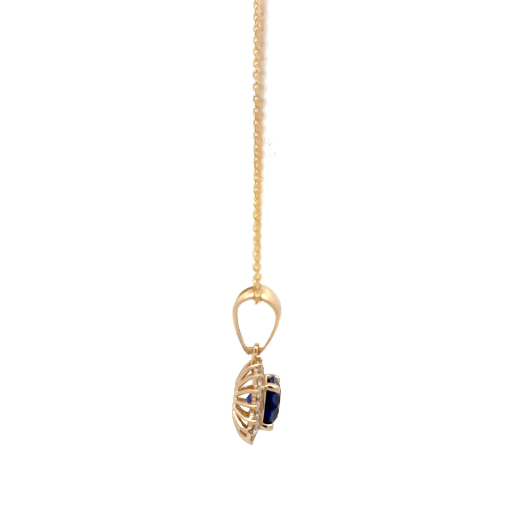 2 Carat Round Blue Sapphire Pendant Necklace