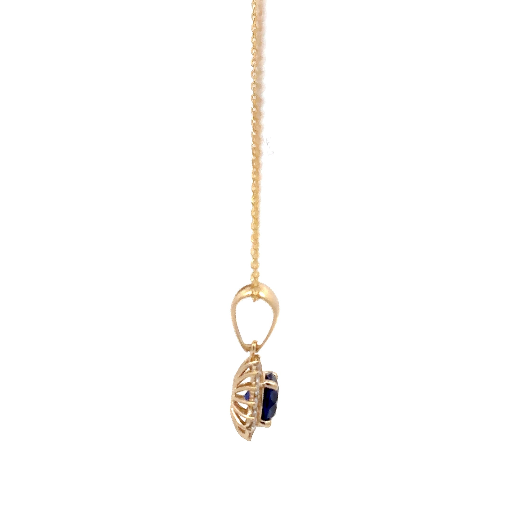 2 Carat Round Blue Sapphire Pendant Necklace