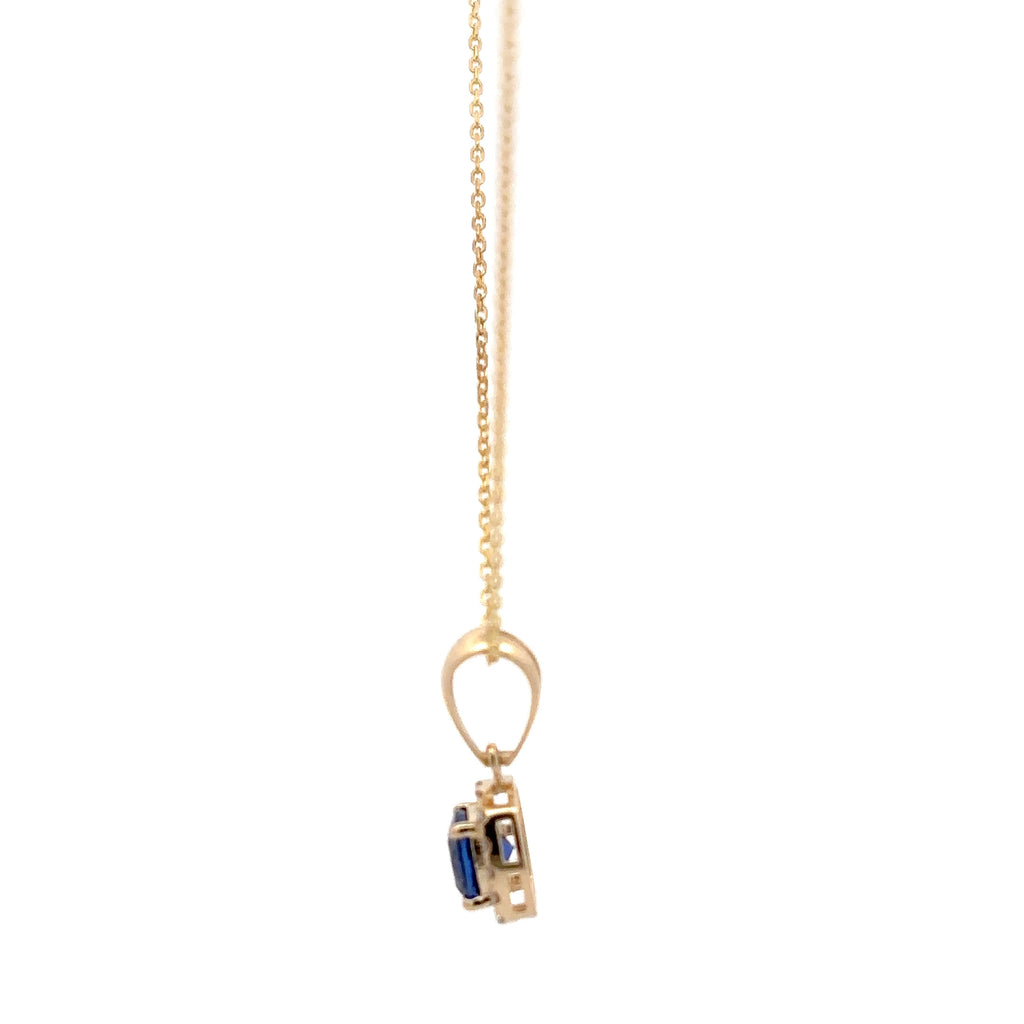 1.50 Carat Cushion Cut Blue Sapphire Gemstone Halo Pendant