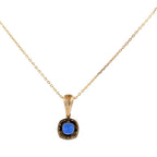 1.50 Carat Cushion Cut Blue Sapphire Gemstone Halo Pendant