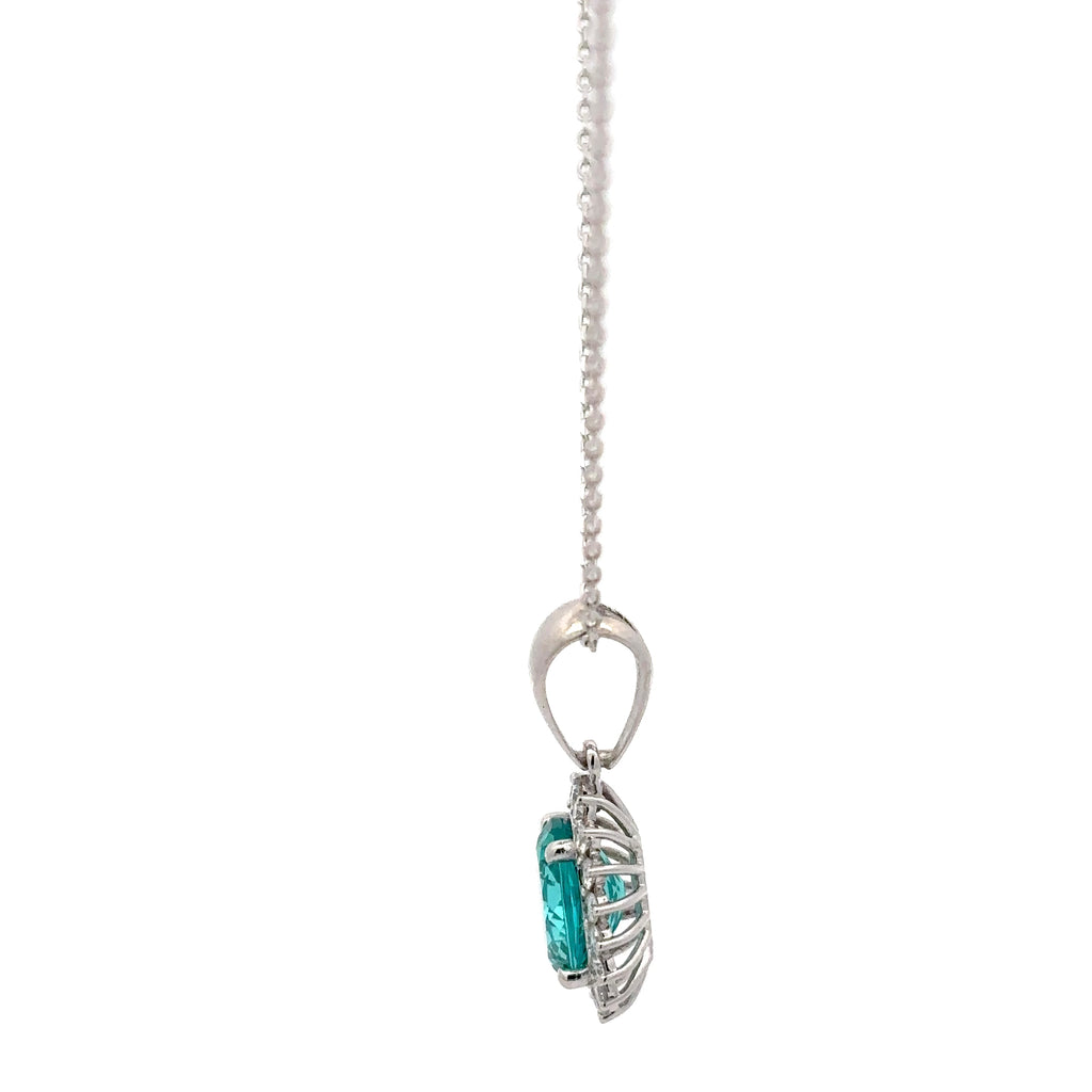3.50 Carat Oval Tourmaline Birthstone White Gold Pendant