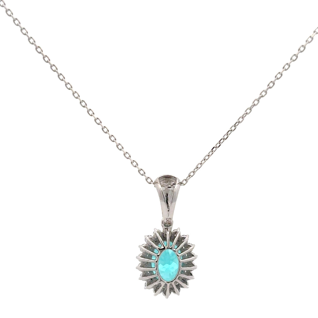 3.50 Carat Oval Tourmaline Birthstone White Gold Pendant