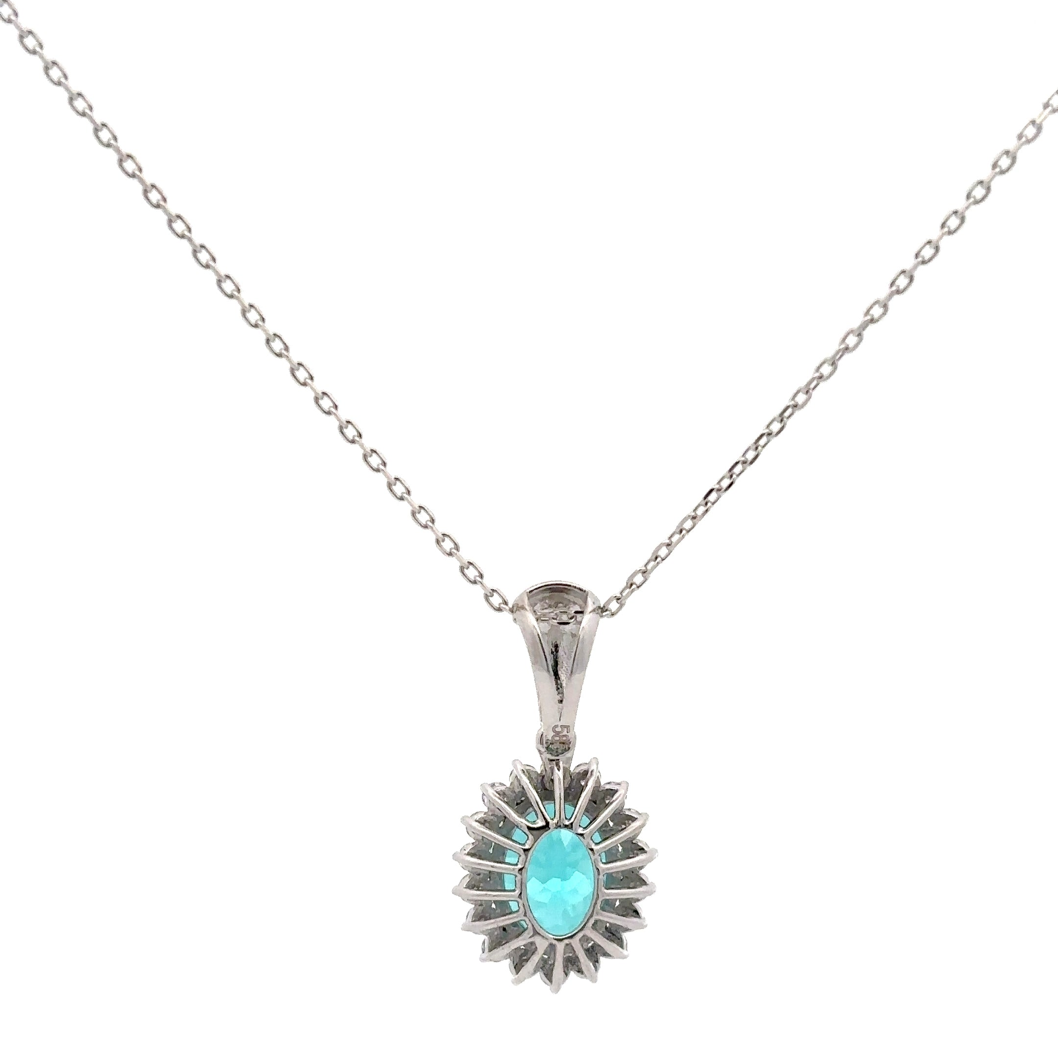 3.50 Carat Oval Tourmaline Birthstone White Gold Pendant